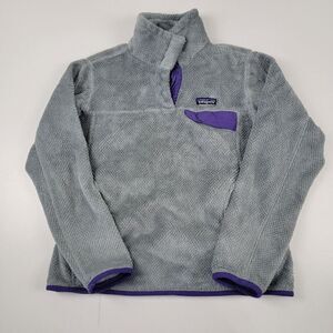 Patagonia‎ Re-Tool Snap-T Fleece Pullover Jacket Gray/Purple Women's Sz Medium